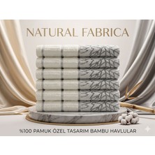 Nf Natural Fabrica % 100 Pamuk Bambu Gümüş Çınar Nakışlı Tasarım El Havlusu 6'lı Set