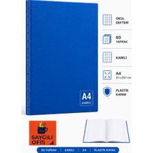Defne Saygılıofis 60 Yaprak A4 Dikişli Düz Pp Kapak Kareli Defter