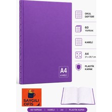 Defne Saygılıofis 60 Yaprak A4 Dikişli Düz Pp Kapak Kareli Defter