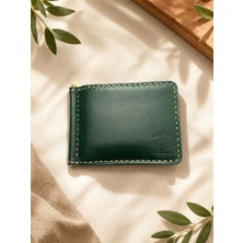 Oakco Leather HANDMADE YEŞİL ALTIN RENK KAĞIT PARA TOKALI CÜZDAN