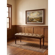 Kleinhaus Furniture Sarp Bank, Kapitone Döşemeli Ahşap Bank, Kabara Detaylı Premium Ahşap Bench