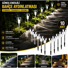 Adland Güneş Enerjili Solar Lamba Bahçe Aydınlatması 10'lu Metal Yapı ile Kolay Kullanım