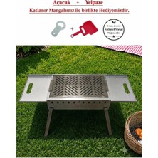 Naturel Metal Sehpalı Galvaniz Katlanabilir Portatif Mangal Krom Izgara 50CM