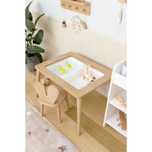 Obi Atölye Ahşap Oyun Aktivite Masası Suya Karşı Dayanıklı Ahşap Sandalyeli Ergonomik Tasarım ve Doğal Malzeme