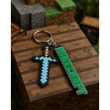 Goka 3D Craft Minecraft Elmas Kılıç 2'li Anahtarlık Seti - Özel Tasarım Oyuncu Aksesuarı