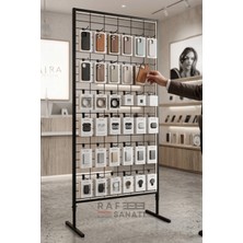 Raf Sanatı 90X190 cm Ayaklı Tel Pano Metal Stand | Duvara Monte Grid Panel | Mağaza Market Telefoncu Bijuteri Askılık Standı