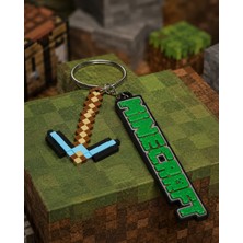 Goka 3D Craft Minecraft Elmas Kazma 2'li Anahtarlık Seti - Özel Tasarım Oyuncu Aksesuarı