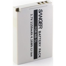 Sanger NB-5L Canon Fotoğraf Makinesi Batarya 1150mAh Li-ion Uyumlu Cihazlar İçin Şarj Edilebilir