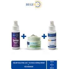 Begisun Begısun 3'lü Kişisel Bakım Seti - Diş Beyazlatma Jeli 50 ml + Yüz Maskesi 100 ml + Spf 50+ Güneş Kremi 50 ml