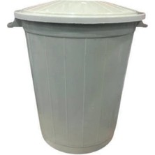 Çerçici Çöp Kovası 50 Lt Çöp Kovası Kapaklı Büyük Boy Çöp Bidonu Dayanıklı Çöp Kovası - Gri