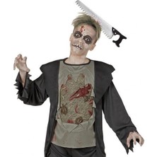 Çerçici Kafaya Saplanmış Halloween Kanlı Testere Şaka Tacı