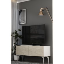 Dekortis Home Dekor 120DHDTS1BTA Sadem Tv Sehpası Beyaz-Traverten-Altın