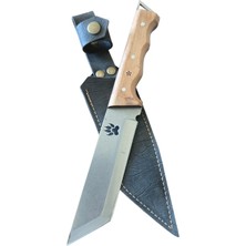 PAZAAR59 Tanto Model Avcı Bıçağı, pati desen ahşap sap