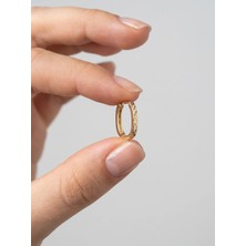Topaloğlu 14 Ayar Altın Parıltılı Oval Küpe