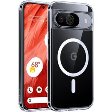 Nanospace Google Pixel 9 Uyumlu Kılıf Sert Şeffaf Sararmaz Mika Magsafe Kablosuz Şarj Aarç Tutucu Özellikli