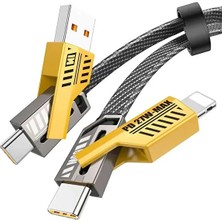 GUNKES 4 In 1 Pd 65W Type-C & 27W iPhone Kırılmaz Örgü Şarj ve Data Kablosu | 1m | Hızlı Şarj Uyumlu
