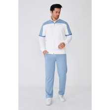 Trendhill Erkek Pamuklu Dik Yaka Eşofman Takımı K.BEYAZI-MAVI-9537