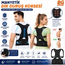 bgvibe Manyetik Dik Duruş Korsesi Ayarlanabilir Omuz Sırt Bel Destekleyici Kamburluk Önleyici Unisex Siyah Günlük Kullanım