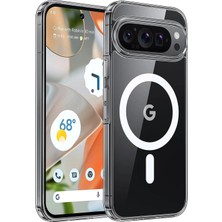 Nanospace Google Pixel 9 Pro Uyumlu Kılıf Sert Şeffaf Sararmaz Mika Magsafe Kablosuz Şarj Aarç Tutucu Özellikli