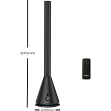 Luxeva Nexa Black Slim Tower Bladeless (Pervanesiz) Turboşarj Soğutucu Vantilatör Fan