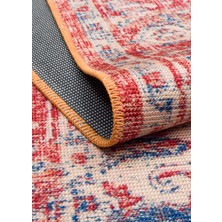 Eko Halı Elista ELS202 Red Beige Vintage Tasarımlı Yumuşak Bukle Dokuma Kaymaz Tabanlı Yıkanabilir Modern Halı