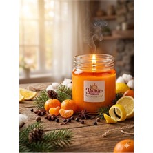 Yümanın Yumağı Mandalina Limon ve Çam Kokulu Doğal %100 Soya Wax 200CC Kapaklı Cam Kavanoz Mum