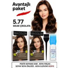 Sea Color Set Saç Boyası 5.77 Sıcak Çikolata 2 Li 2 Kutu+Pratik Boya Kabı