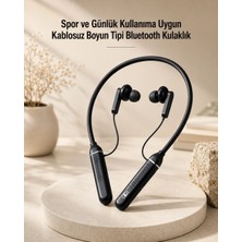 HERŞEYBURDAMODA Kablosuz Boyun Tipi Bluetooth Kulaklık Mikrofonlu Spor Günlük Kullanıma Uygun