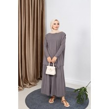 Esra Butik Sandy Kumaş Asimetrik Kesim Etek Pantolon Takım