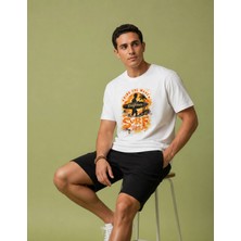 Organickid Basic Erkek Bisiklet Yaka Baskılı Beyaz T-Shirt