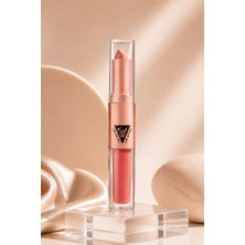 Sudedi Home 2’si 1 Arada Stick Ruj ve Lip Gloss Dudak Parlatıcısı, Nude Pembe Tonlu Parlak Bitişli Çift Taraflı Ruj