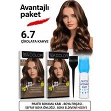 Sea Color Set Saç Boyası 6.7 Çikolata Kahve 2 Li 2 Kutu+Pratik Boya Kabı