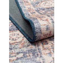 Eko Halı Elista ELS202 Navy Beige Vintage Tasarımlı Yumuşak Bukle Dokuma Kaymaz Tabanlı Yıkanabilir Modern Halı