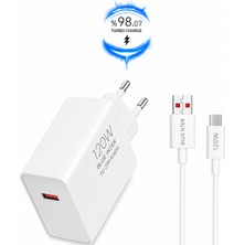 Qasul 120W Watt Turbo Ultra Hızlı Şarj Aleti Seti Usb- Type-C Kablo ve Adaptör Şarj Seti