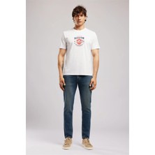 Lee Cooper PREMIUM Erkek Regular Fit Baskılı Bisiklet Yaka T-Shirt Beyaz