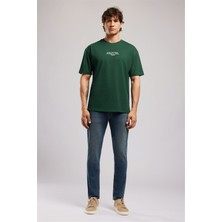 Lee Cooper ULRIC Erkek Loose %100 Pamuk Baskılı Bisiklet Yaka T-Shirt Yeşil