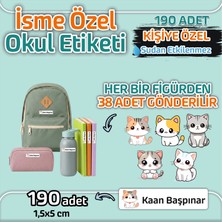Okul Etiketi Isme Özel Kalem Defter Etiketi Sevimli Kedi Temalı 190 Adet