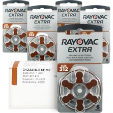 Rayovac Extra 312 Numara 30'lu İşitme Cihazı Pili 1,45 V Düğme Pil Tipi Uzun Ömürlü