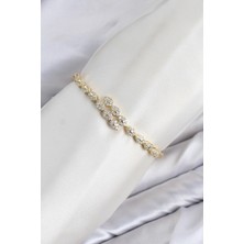 Sb Shopping cm Damla Model Zirkon Taşlı Vip Seri Gold Renk Pirinç Kadın Bileklik