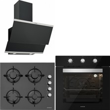 Silverline Siyah Cam Ankastre Set Bo6503B01 - Cs5349B01 - 3420 Enerji Sınıfı D Renk Siyah