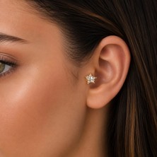 Nur Silver Minimal Şıklık Çelik Tragus Küpe NUR-KE03391