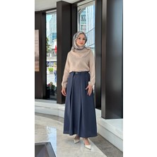 Nihle Şal Yaka Tencel Etekli Takım - Indigo