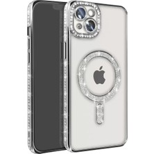 Sh Ticaret Iphone 15 Kılıf Joke Simli Magneticsafe Kılıf - Gümüş
