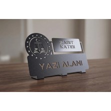 Mova Dizayn Kişiye Özel Hediyelik Adalet Hukuk Zabıt Katibi Tasarımlı Metal Masaüstü Isimlik