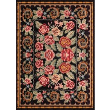 Eko Halı Elista ELS207 Black Multy Vintage Tasarımlı Yumuşak Bukle Dokuma Kaymaz Tabanlı Yıkanabilir Modern Halı