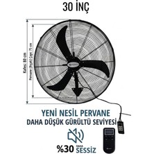 Muzeko Mzk-750 30 Inç Duvar Tipi Kumandalı Sanayi Vantilatör 75cm