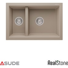 Real Stone Realstone P018 Bergama 1.5 Göz Granit Evye 700x460 mm Antrasit