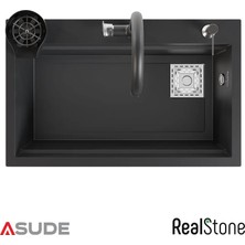 Real Stone Realstone Hermes Granit Evye + Aksesuar Set Antrasit