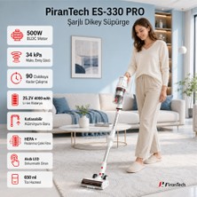 Pirantech Şarjlı Dikey Süpürge Yüksek Emiş Gücü, 90 Dk. Uzun Pil Ömrü ve Ergonomik Tasarımıyla Temizlik Alışkanlıklarınızı Baştan Tanımlar.