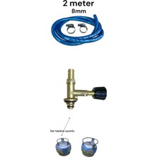 MOOD CLASS Yüksek Gaz Çıkışlı  Hortum  Girişli Küçük  Tüp Kafası 2 Metre 8mm Hortum  Kelepçe Yüksek Alevli Küçük Tüp Başlığı Pürmüz Sanayi Ocak Uyumlu